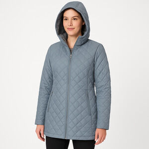 Columbia Quilted Gray Hooded Jacket